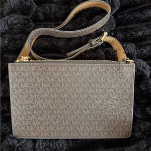 Michael Kors Brown Logo Crossbody with Gold Hardware